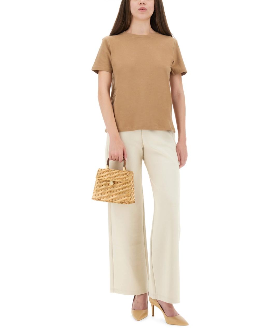 'S MAX MARA Бежевая хлопковая футболка, фото 5