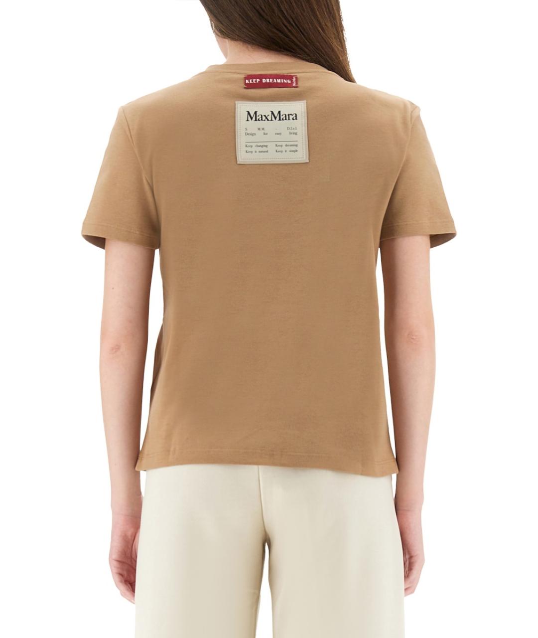 'S MAX MARA Бежевая хлопковая футболка, фото 2