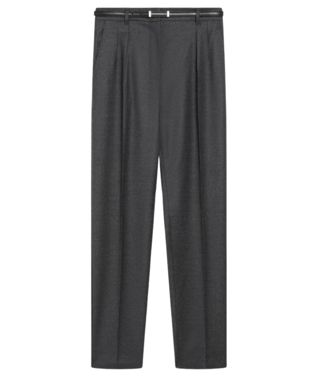 MAX MARA STUDIO Антрацитовые шерстяные прямые брюки, фото 1