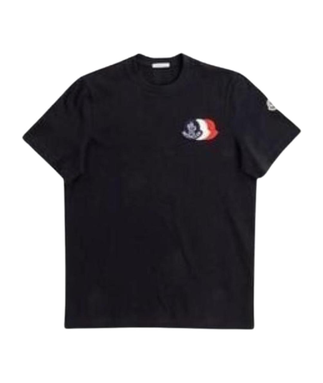 MONCLER Темно-синяя хлопковая футболка, фото 1