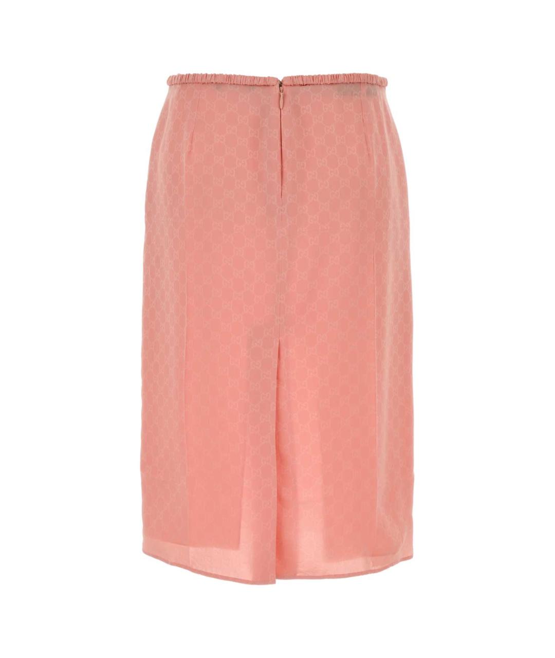GUCCI Розовая шелковая юбка миди, фото 2
