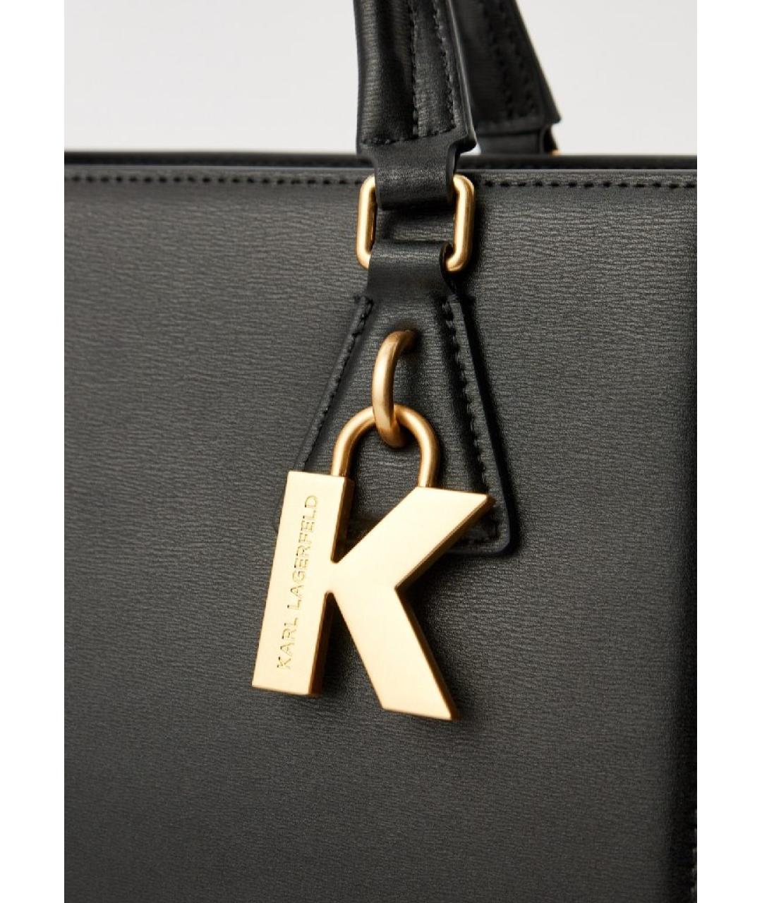 KARL LAGERFELD Черная кожаная сумка через плечо, фото 3