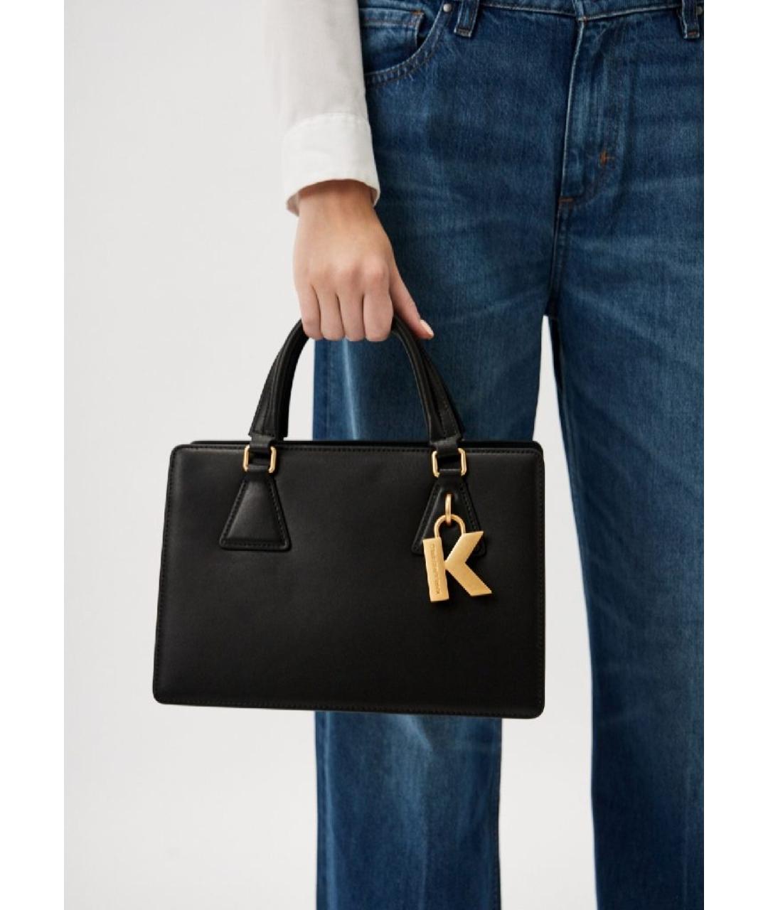 KARL LAGERFELD Черная кожаная сумка через плечо, фото 6