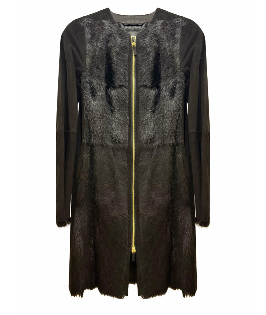 EMPORIO ARMANI Темно-синее замшевое пальто, фото 1