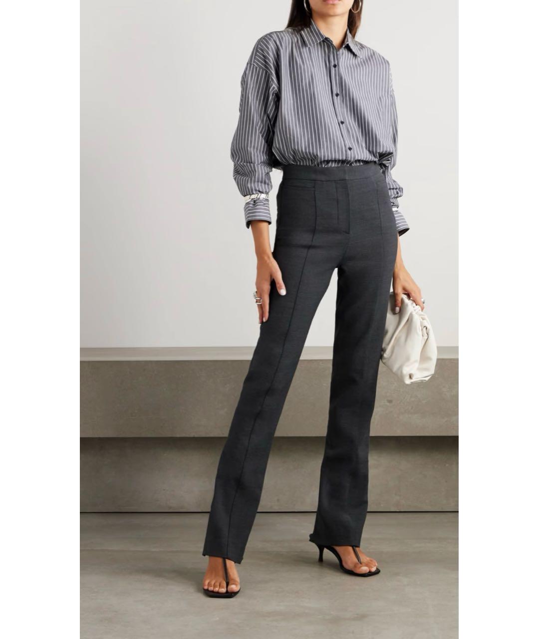 TOTEME Серые шерстяные прямые брюки, фото 7