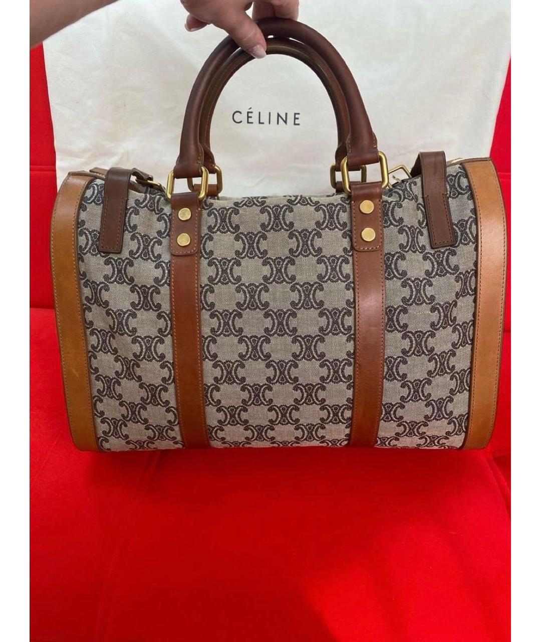 CELINE Коричневая кожаная дорожная/спортивная сумка, фото 5