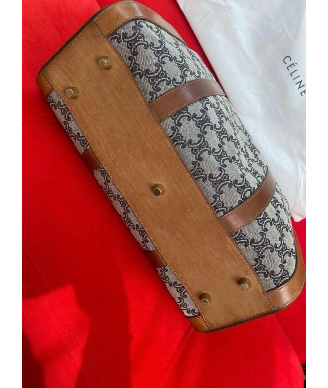 CELINE Коричневая кожаная дорожная/спортивная сумка, фото 3