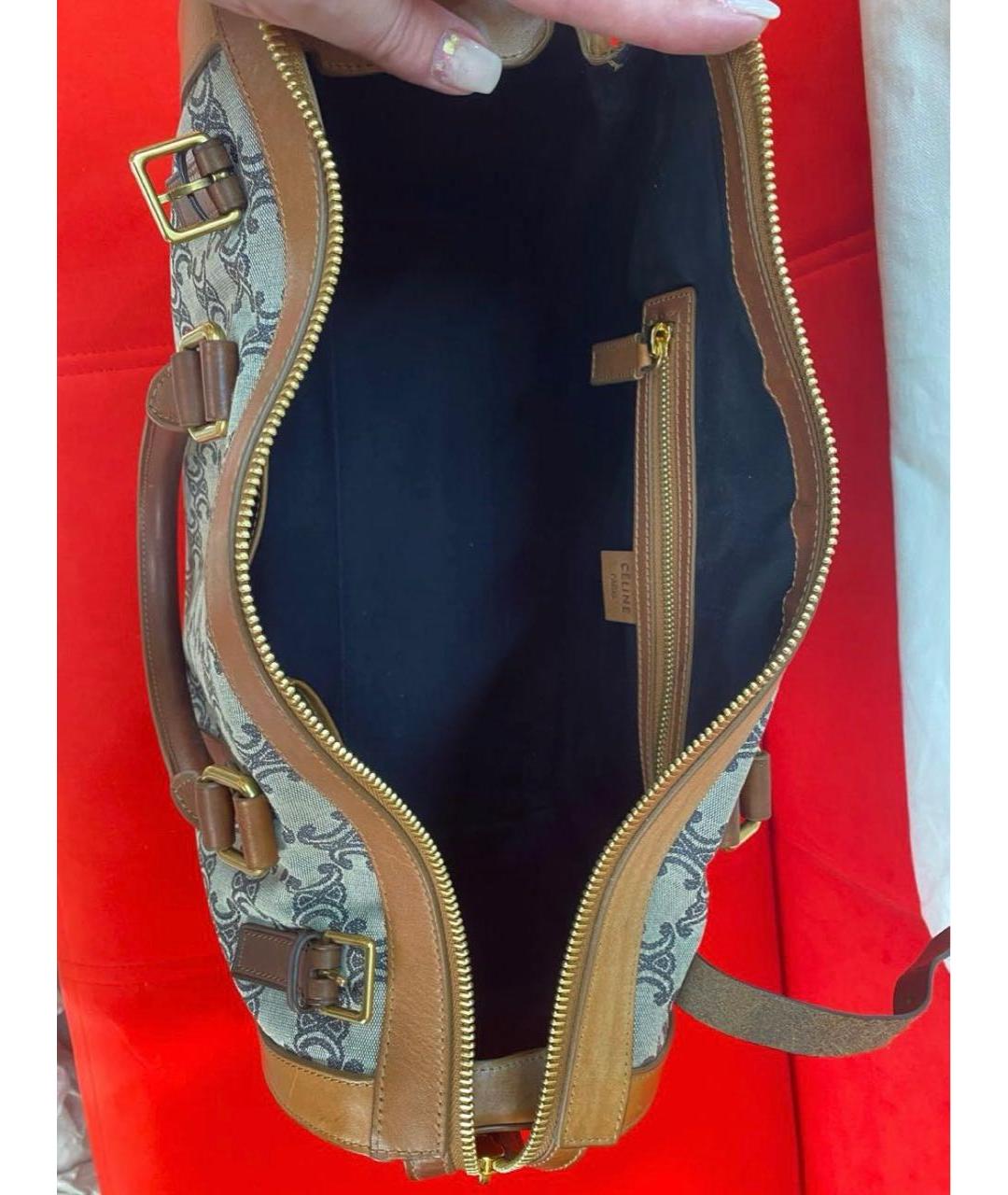 CELINE Коричневая кожаная дорожная/спортивная сумка, фото 4