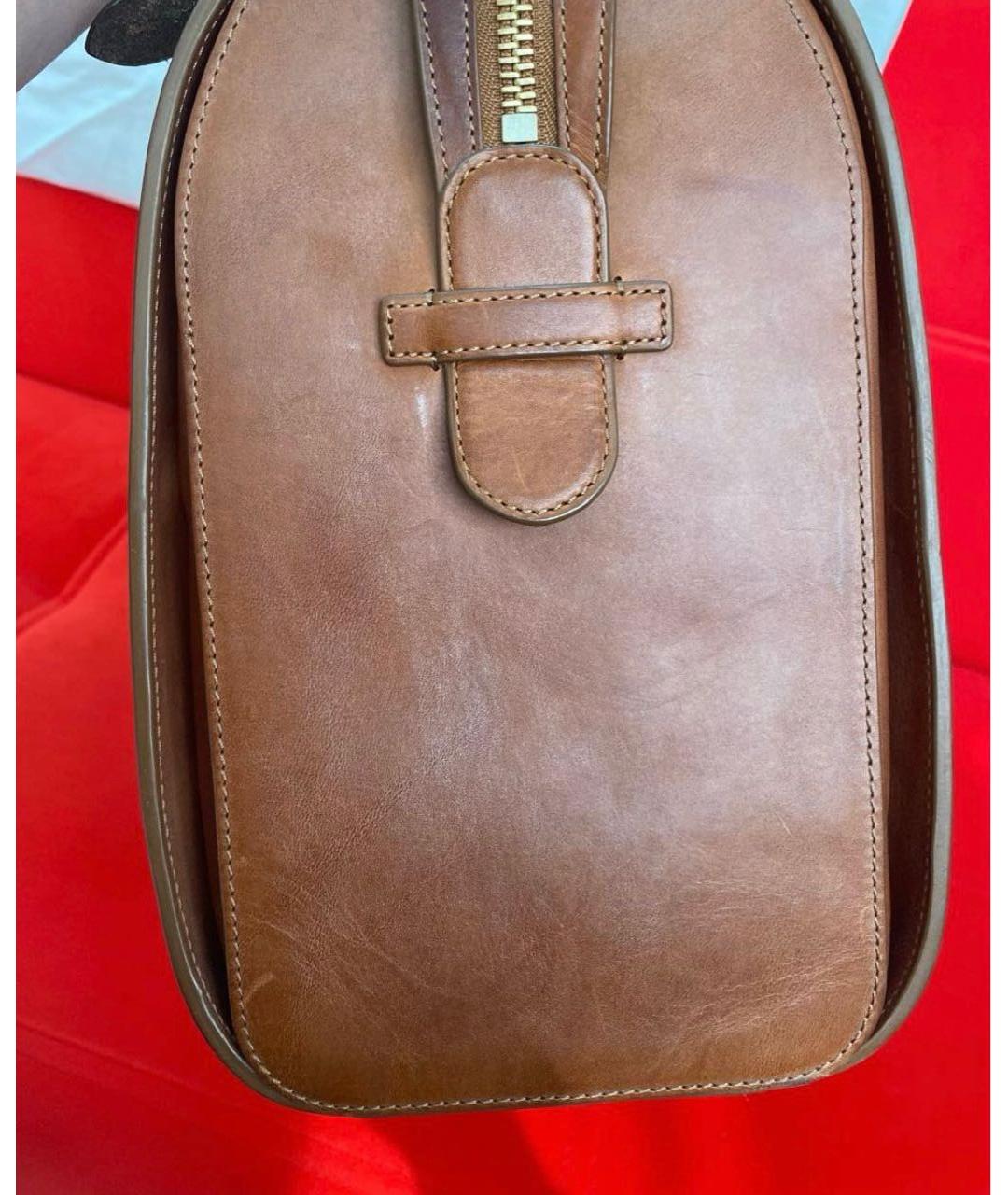 CELINE Коричневая кожаная дорожная/спортивная сумка, фото 6