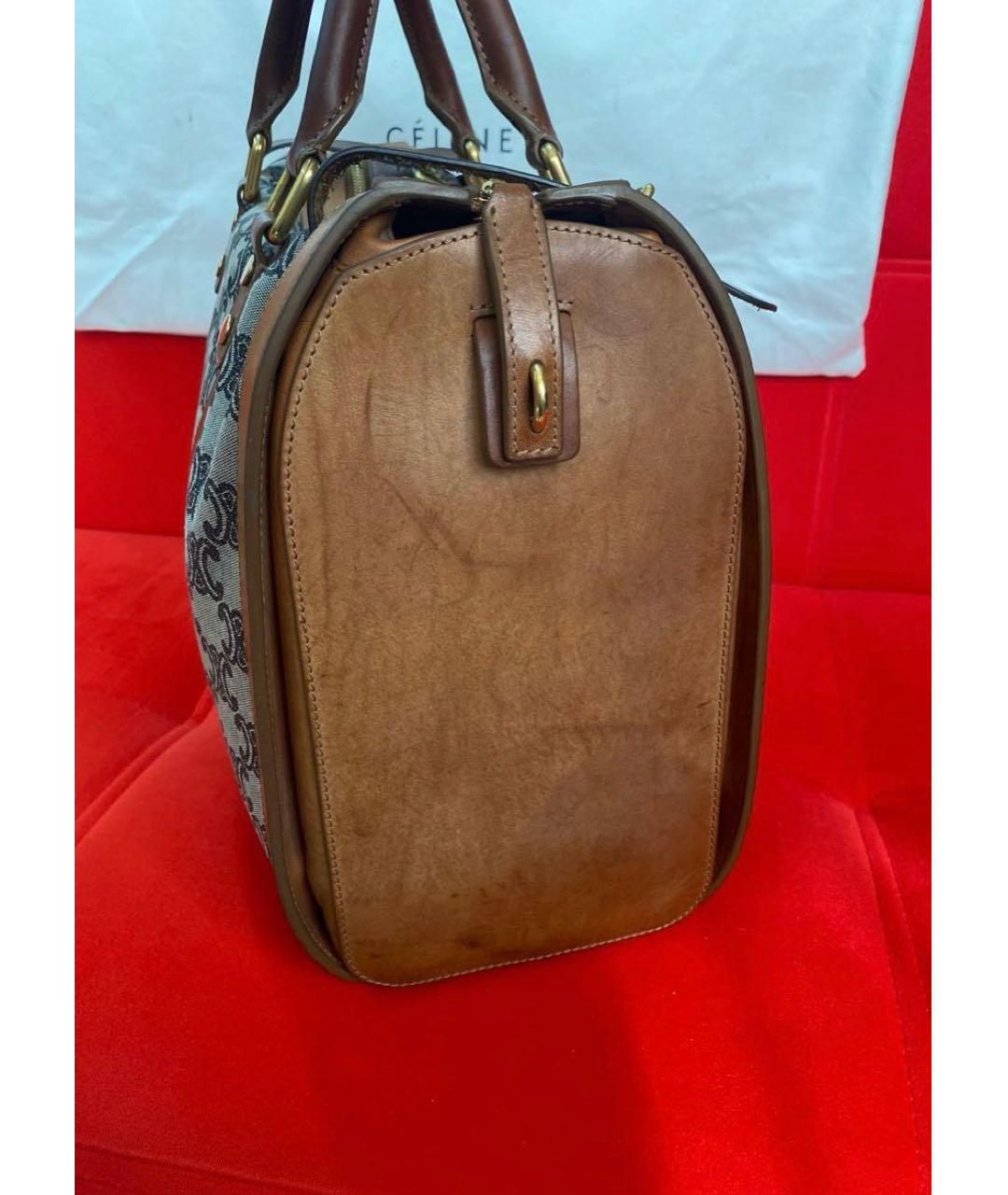 CELINE Коричневая кожаная дорожная/спортивная сумка, фото 2