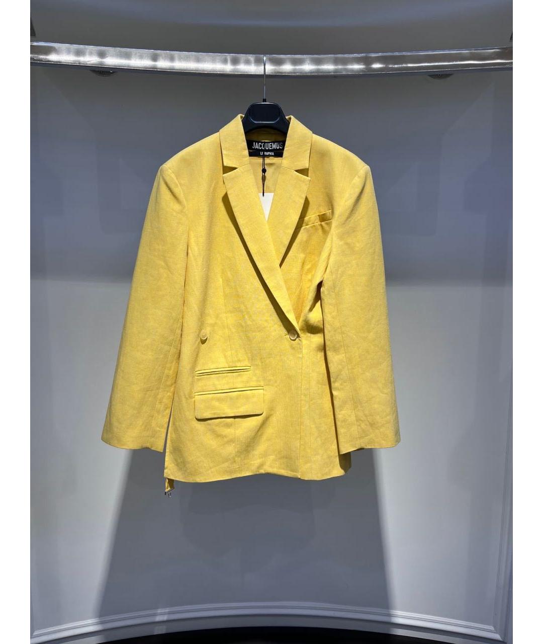 JACQUEMUS Желтый льняной жакет/пиджак, фото 2