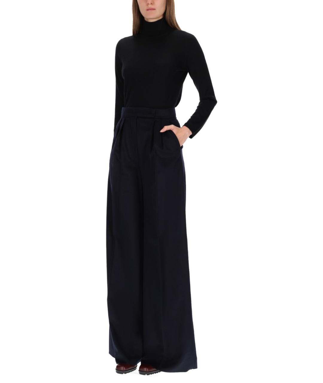 MAX MARA Черные шерстяные прямые брюки, фото 2