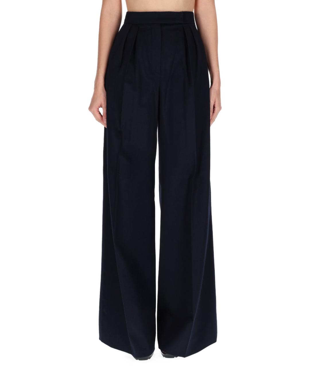 MAX MARA Черные шерстяные прямые брюки, фото 5