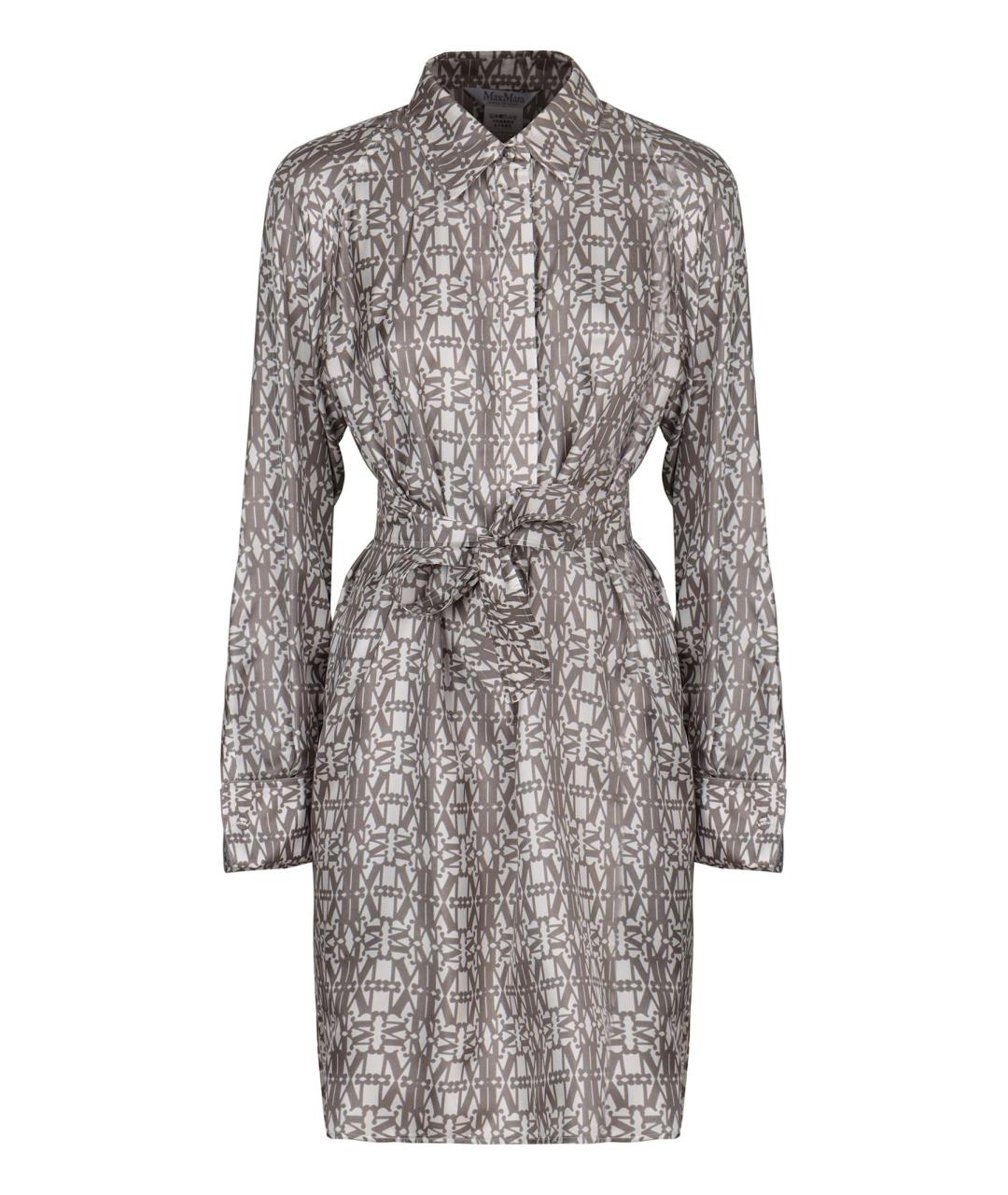 MAX MARA Бежевое шелковое повседневное платье, фото 1