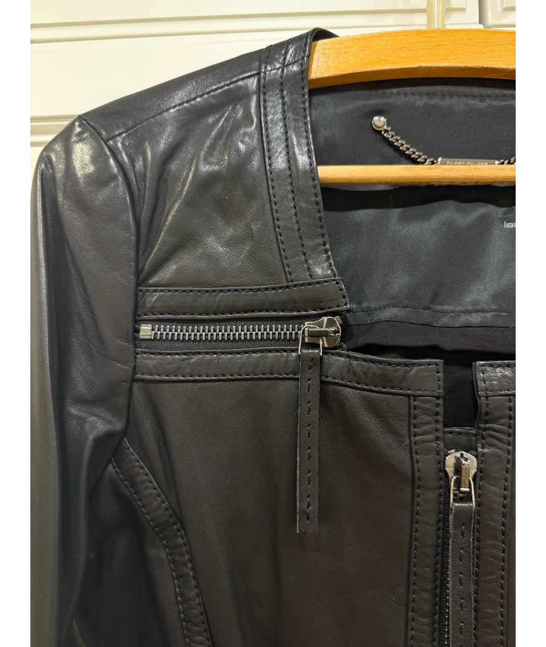 BARBARA BUI Черная кожаная куртка, фото 4