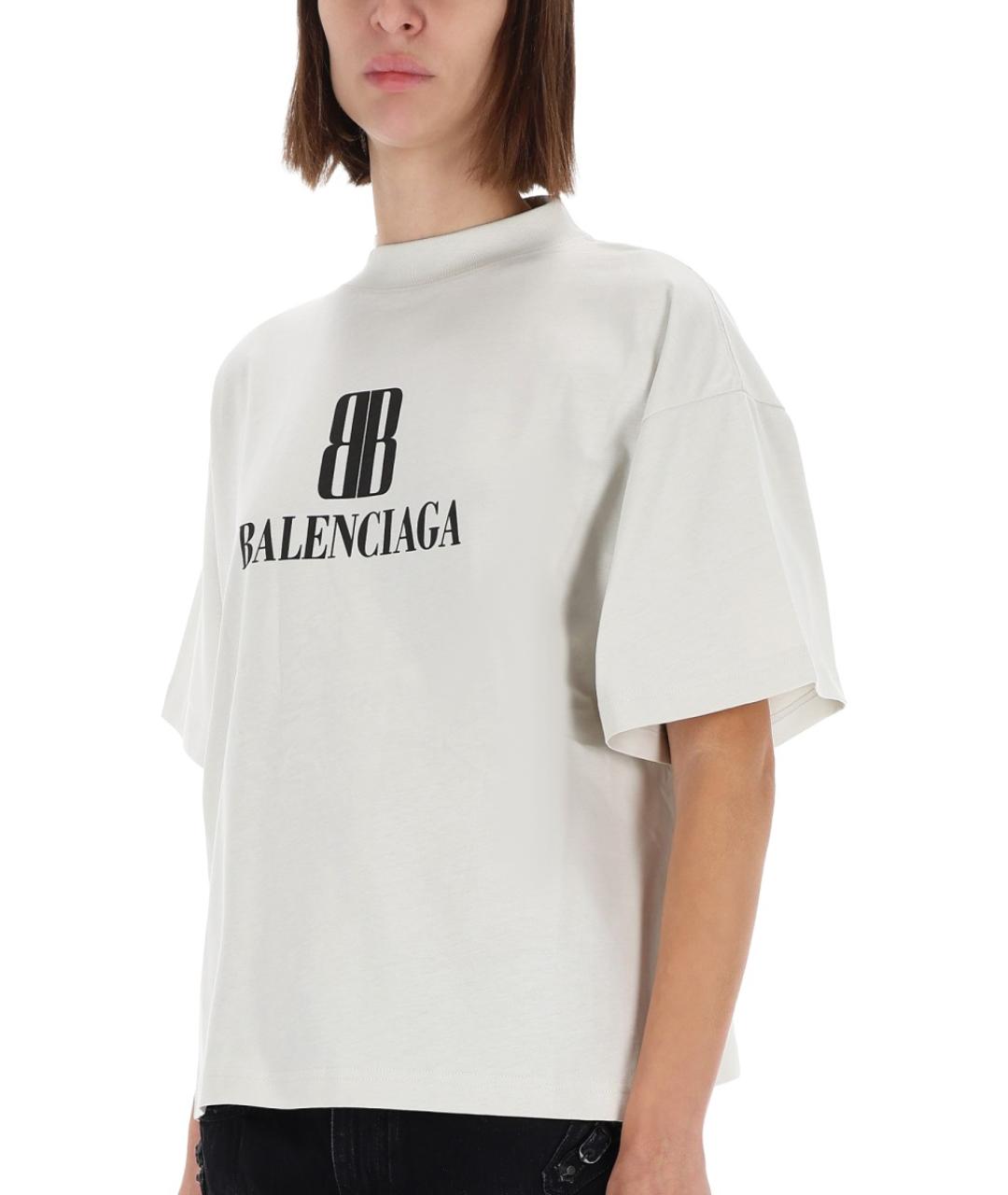 BALENCIAGA Белая хлопковая футболка, фото 5