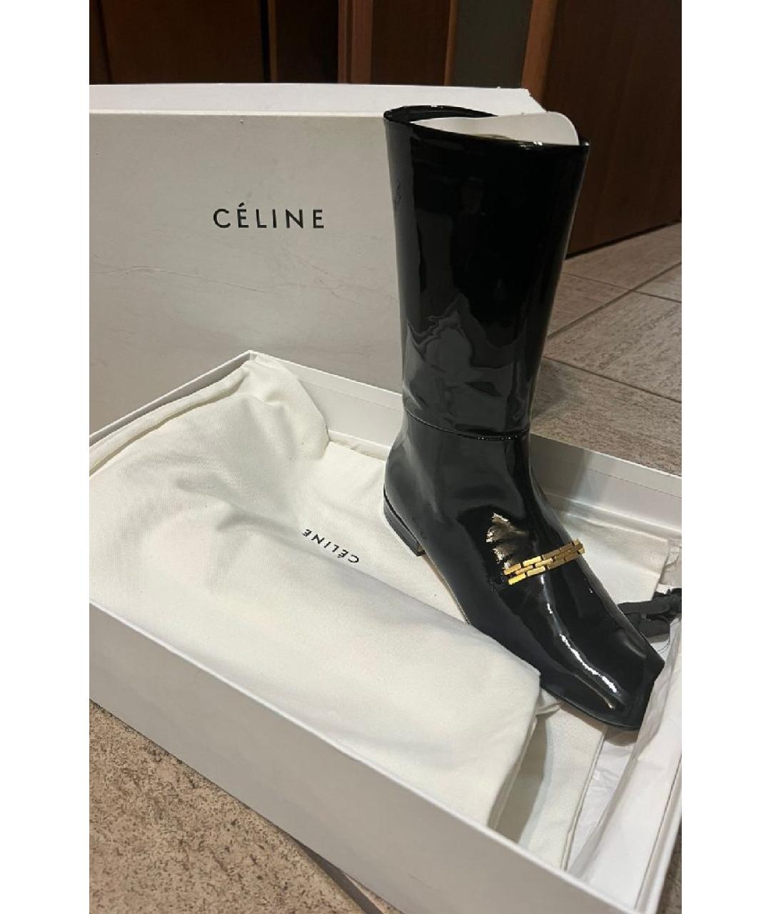 CELINE Черные полусапоги из лакированной кожи, фото 2