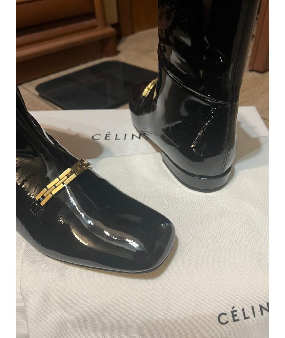 CELINE Черные полусапоги из лакированной кожи, фото 4