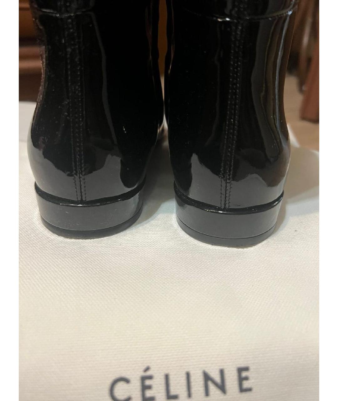 CELINE Черные полусапоги из лакированной кожи, фото 3