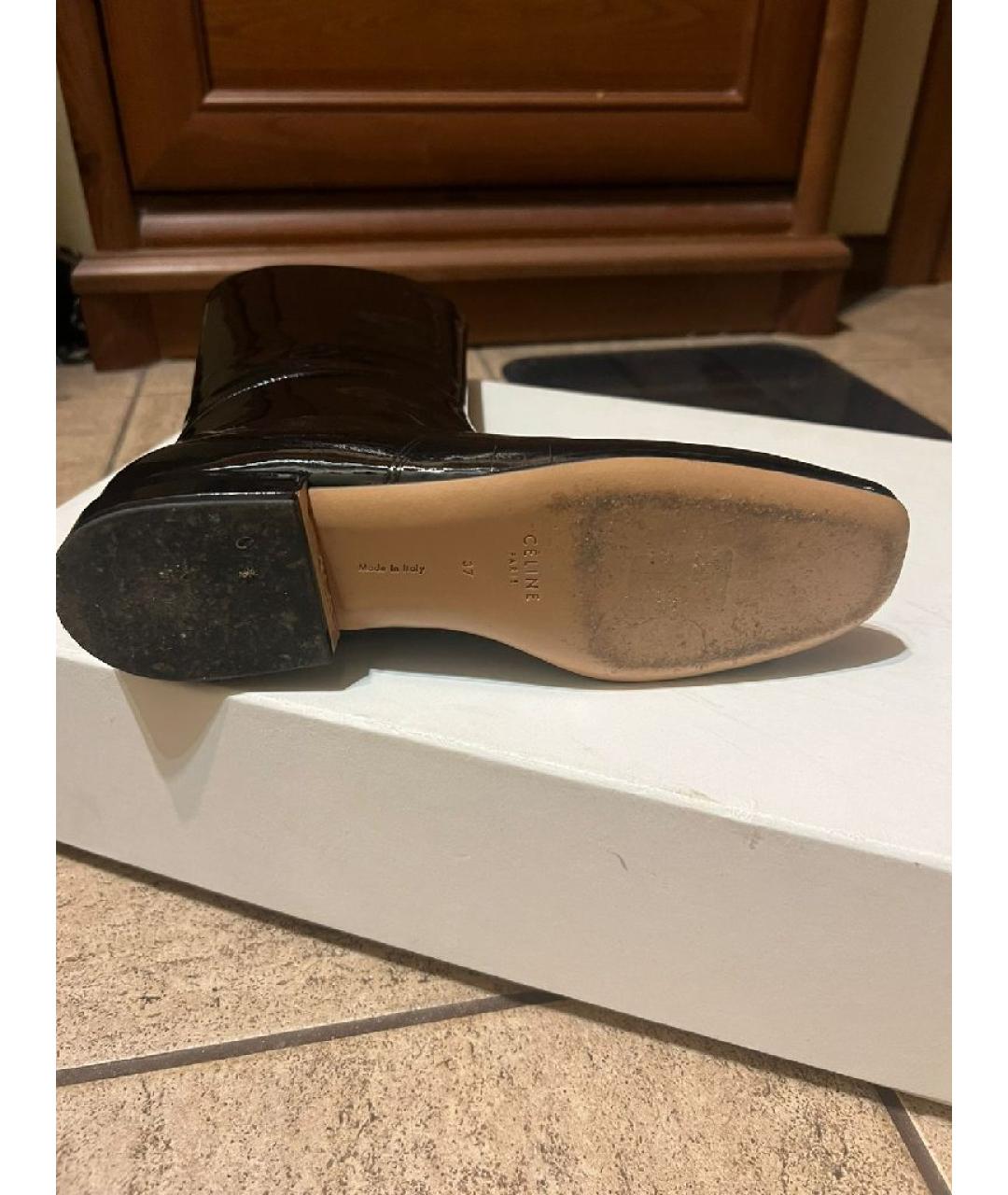 CELINE Черные полусапоги из лакированной кожи, фото 5