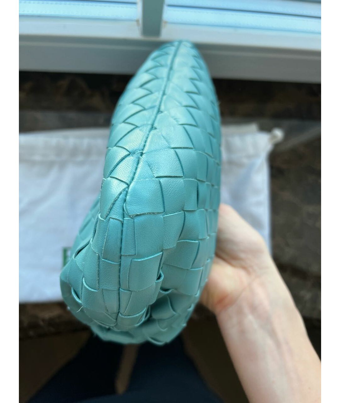 BOTTEGA VENETA Бирюзовая кожаная сумка тоут, фото 4