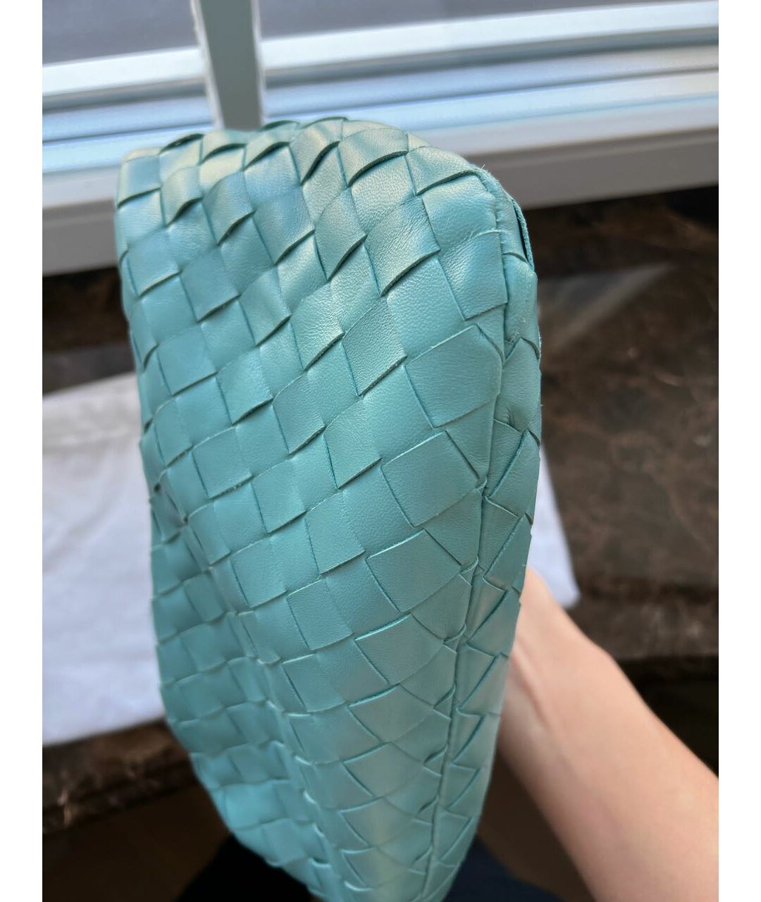 BOTTEGA VENETA Бирюзовая кожаная сумка тоут, фото 6