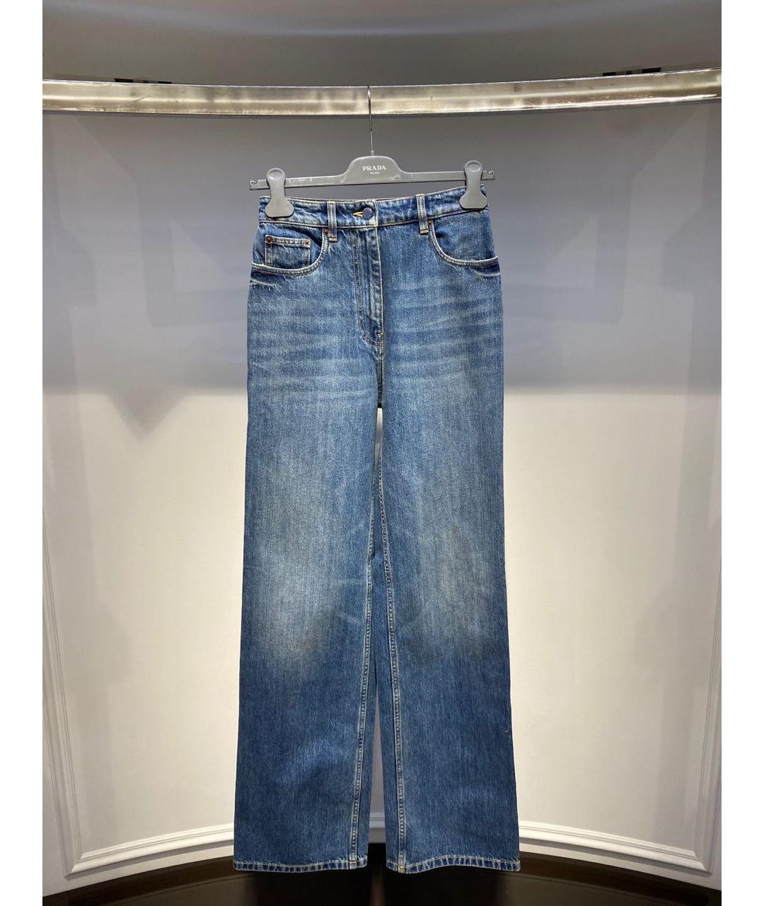 PRADA Синие хлопковые прямые джинсы, фото 3