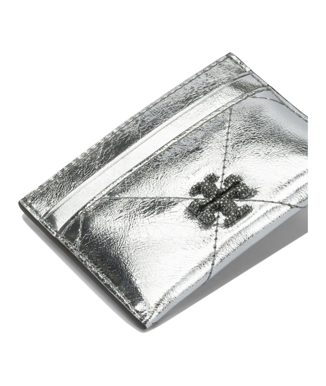 TORY BURCH Серебрянный кожаный кардхолдер, фото 4