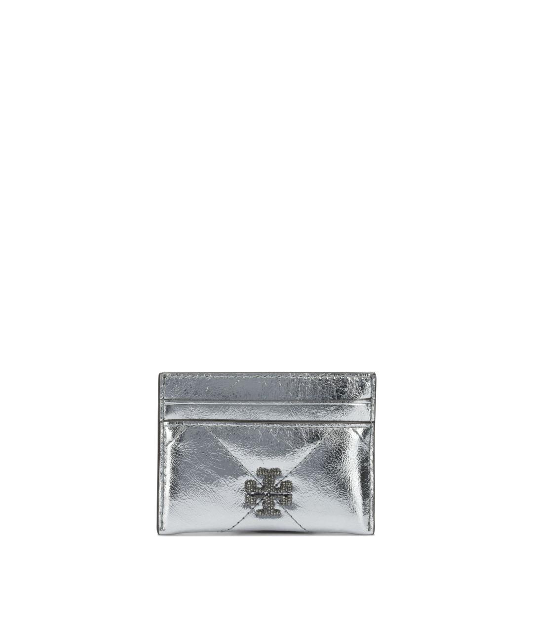 TORY BURCH Серебрянный кожаный кардхолдер, фото 1