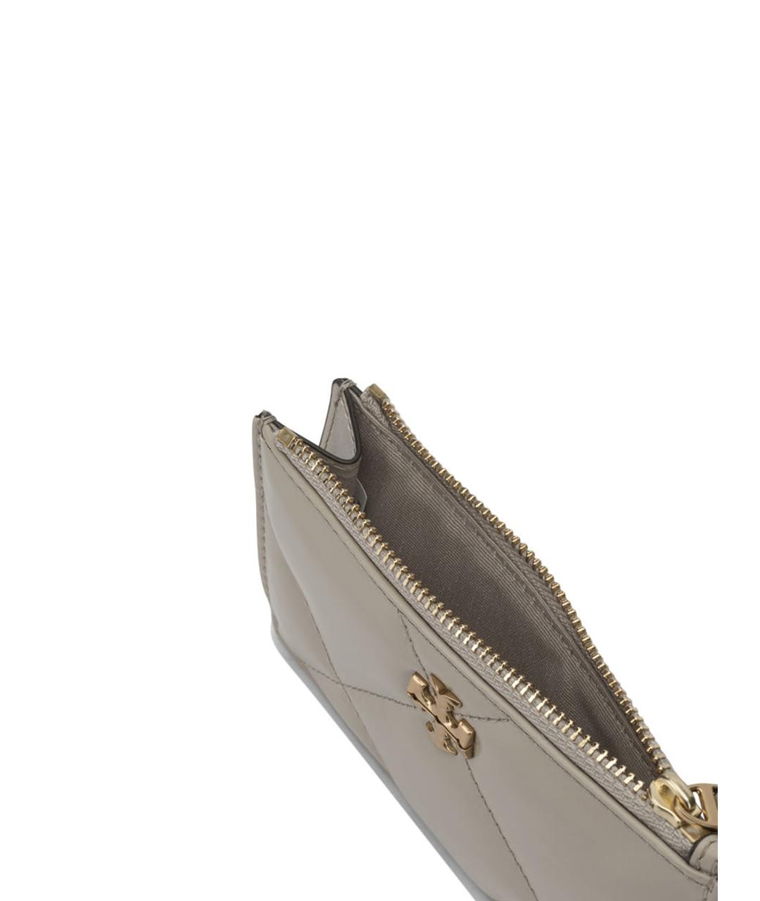 TORY BURCH Бежевый кожаный кардхолдер, фото 5