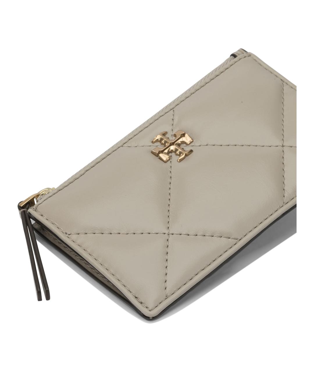 TORY BURCH Бежевый кожаный кардхолдер, фото 4