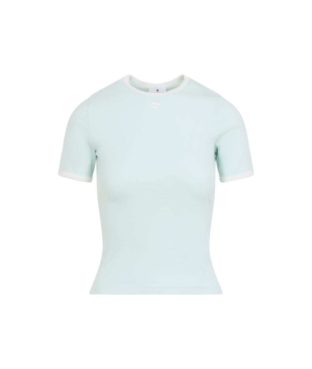 COURREGES Голубая хлопковая футболка, фото 2