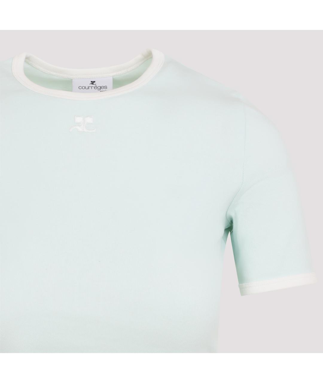 COURREGES Голубая хлопковая футболка, фото 5