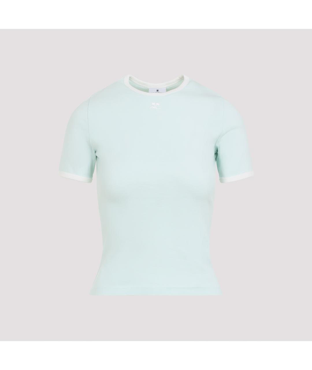 COURREGES Голубая хлопковая футболка, фото 3