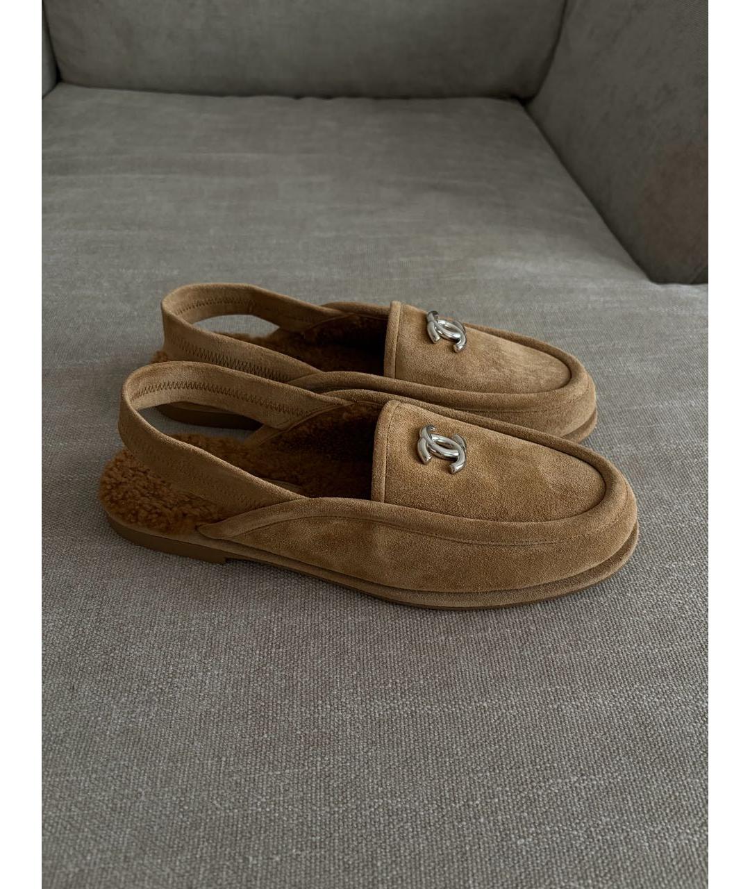 CHANEL Бежевые замшевые мюли, фото 5