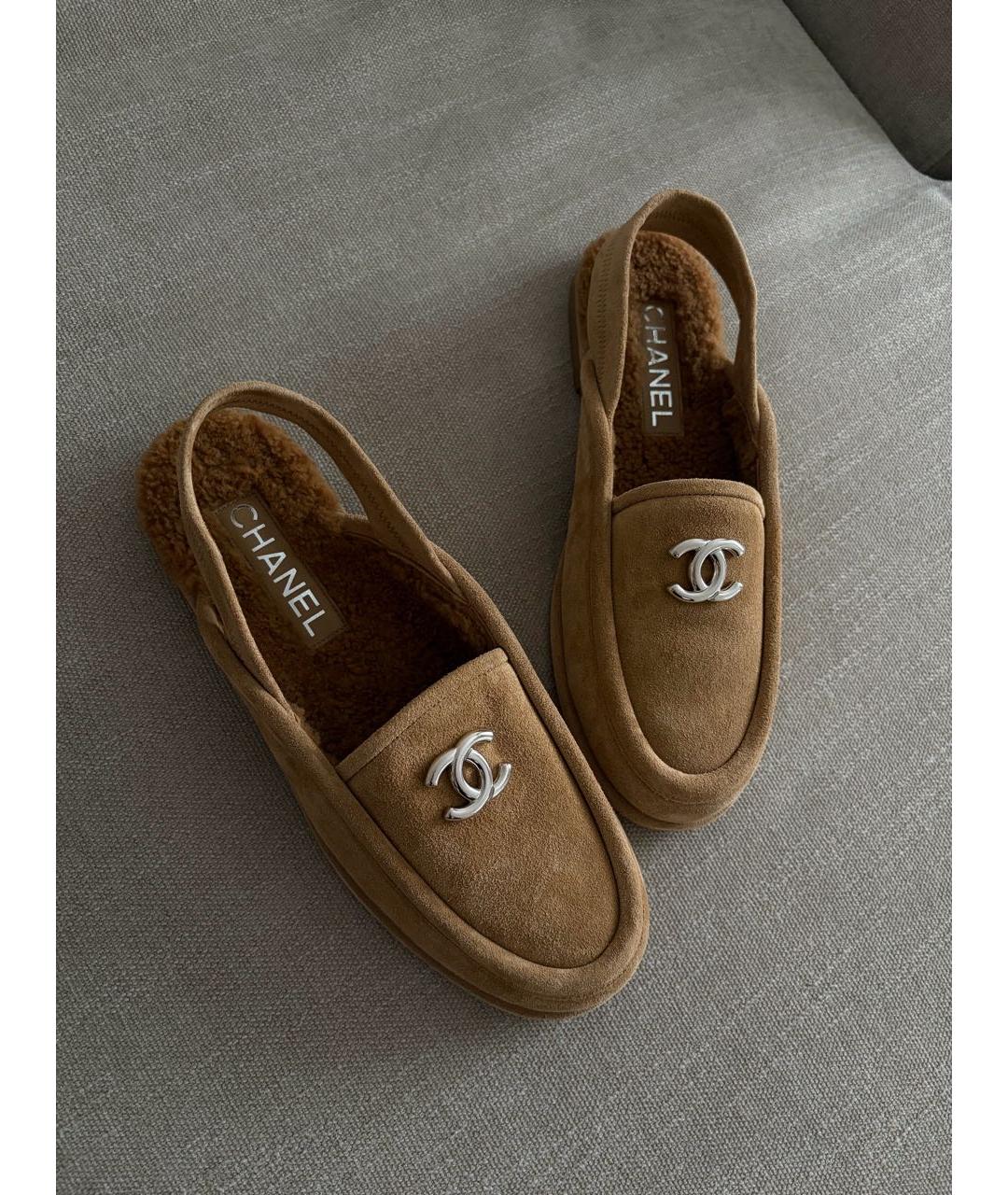 CHANEL Бежевые замшевые мюли, фото 4