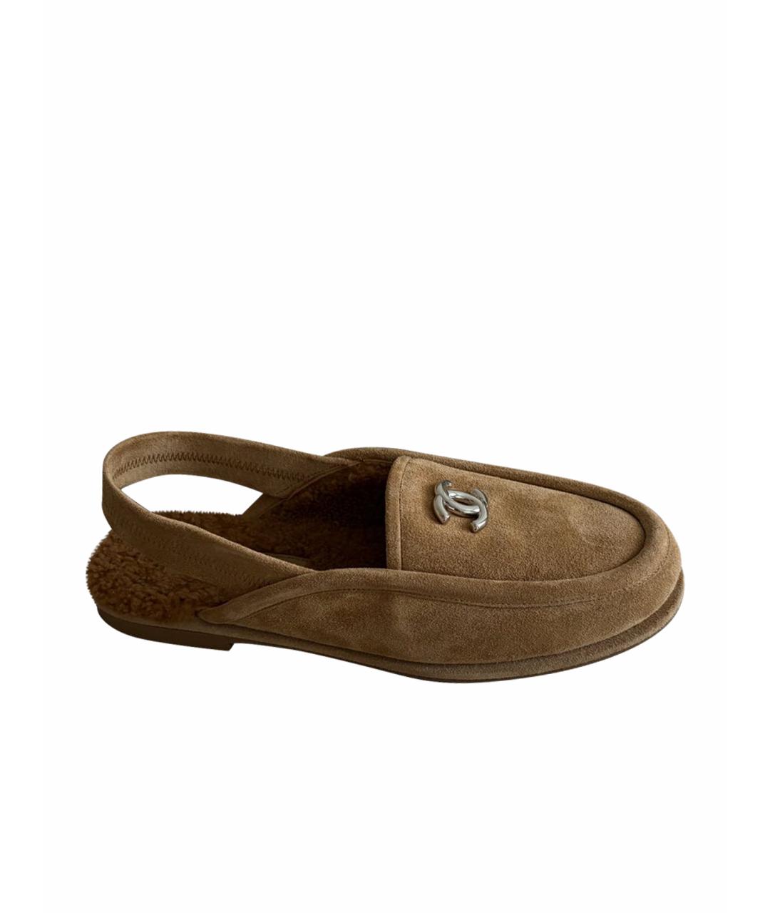 CHANEL Бежевые замшевые мюли, фото 1