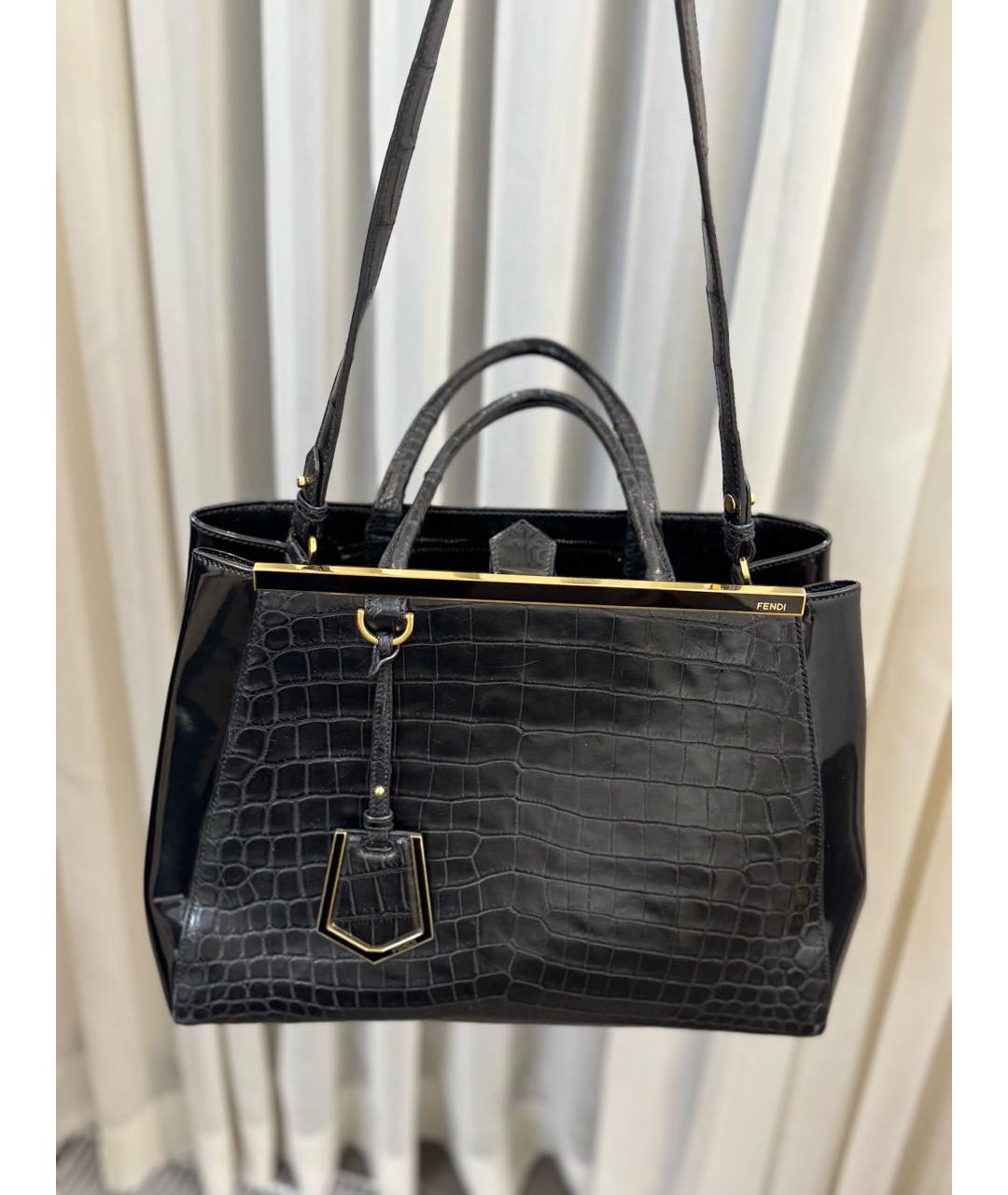 FENDI Черная сумка через плечо из экзотической кожи, фото 2