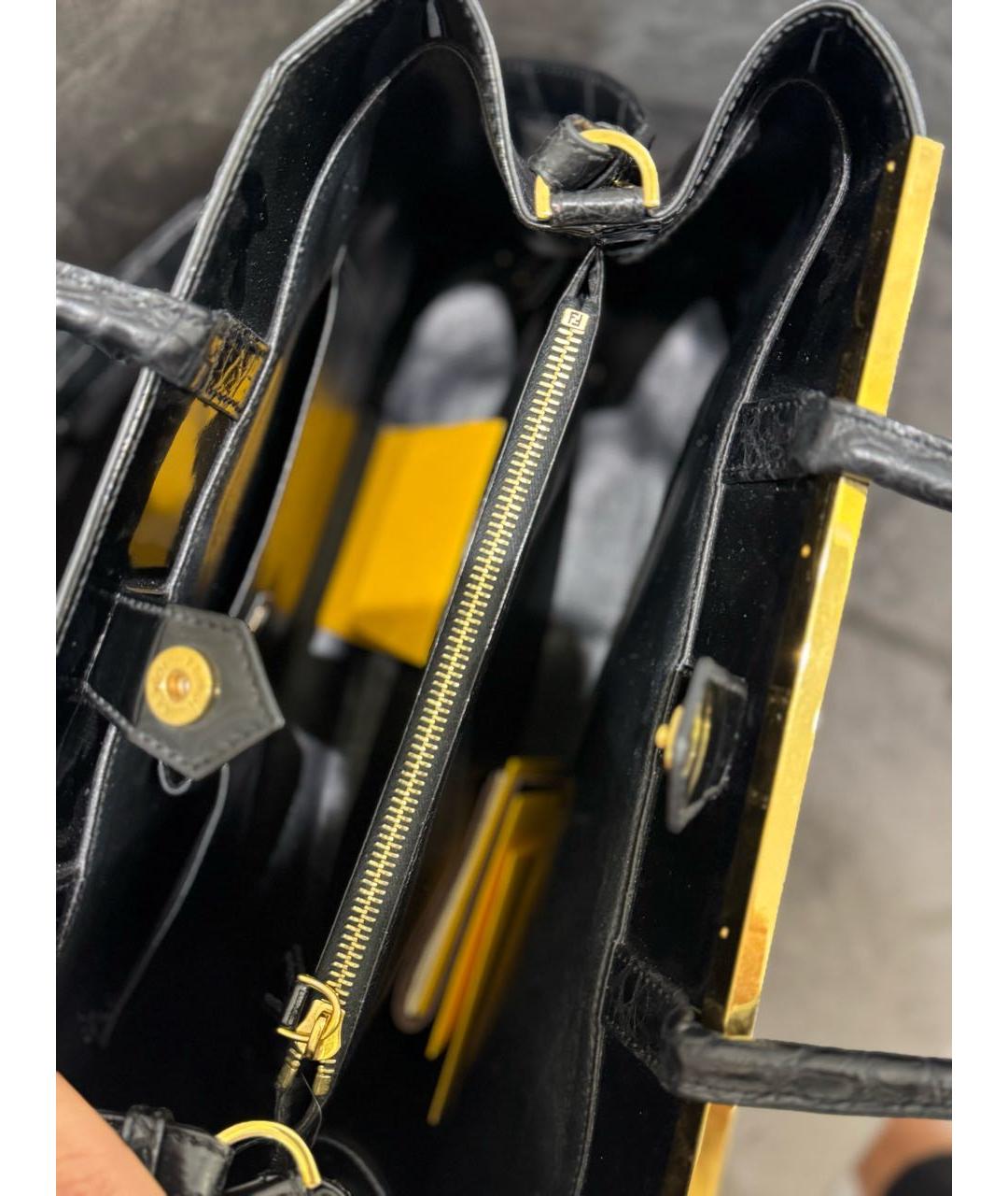 FENDI Черная сумка через плечо из экзотической кожи, фото 4