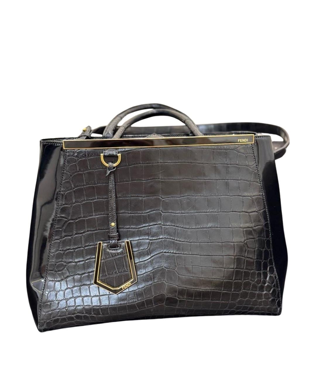 FENDI Черная сумка через плечо из экзотической кожи, фото 1