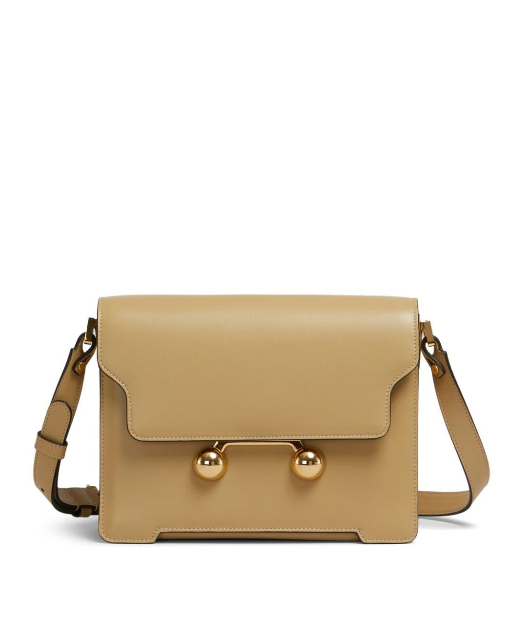 MARNI Бежевая кожаная сумка с короткими ручками, фото 1
