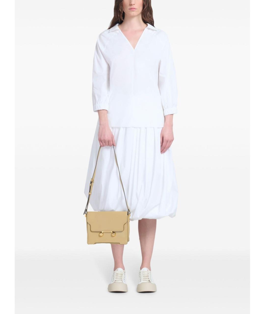 MARNI Бежевая кожаная сумка с короткими ручками, фото 2