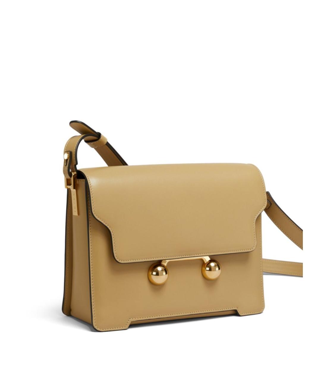 MARNI Бежевая кожаная сумка с короткими ручками, фото 3