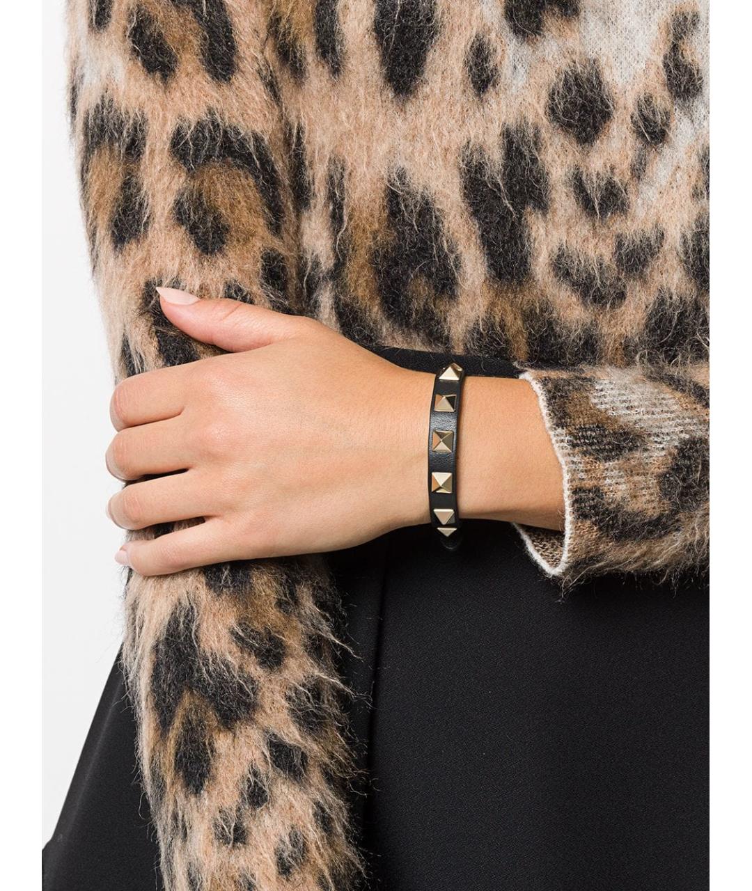 VALENTINO Черный кожаный браслет, фото 5