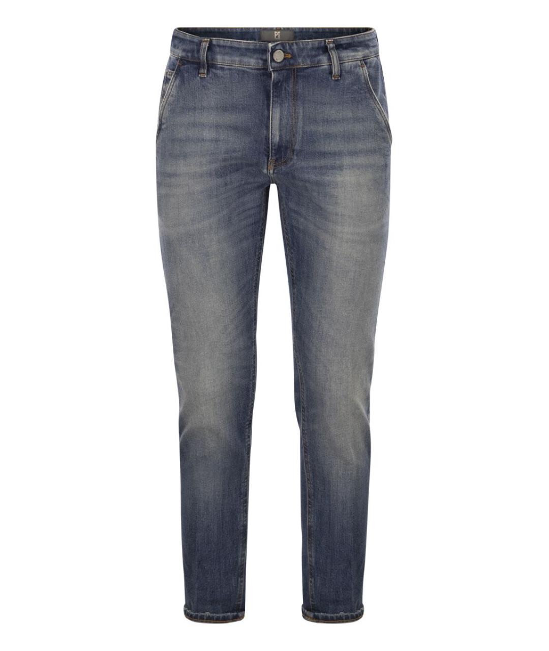 PT TORINO Синие хлопко-кашемировые джинсы скинни, фото 1