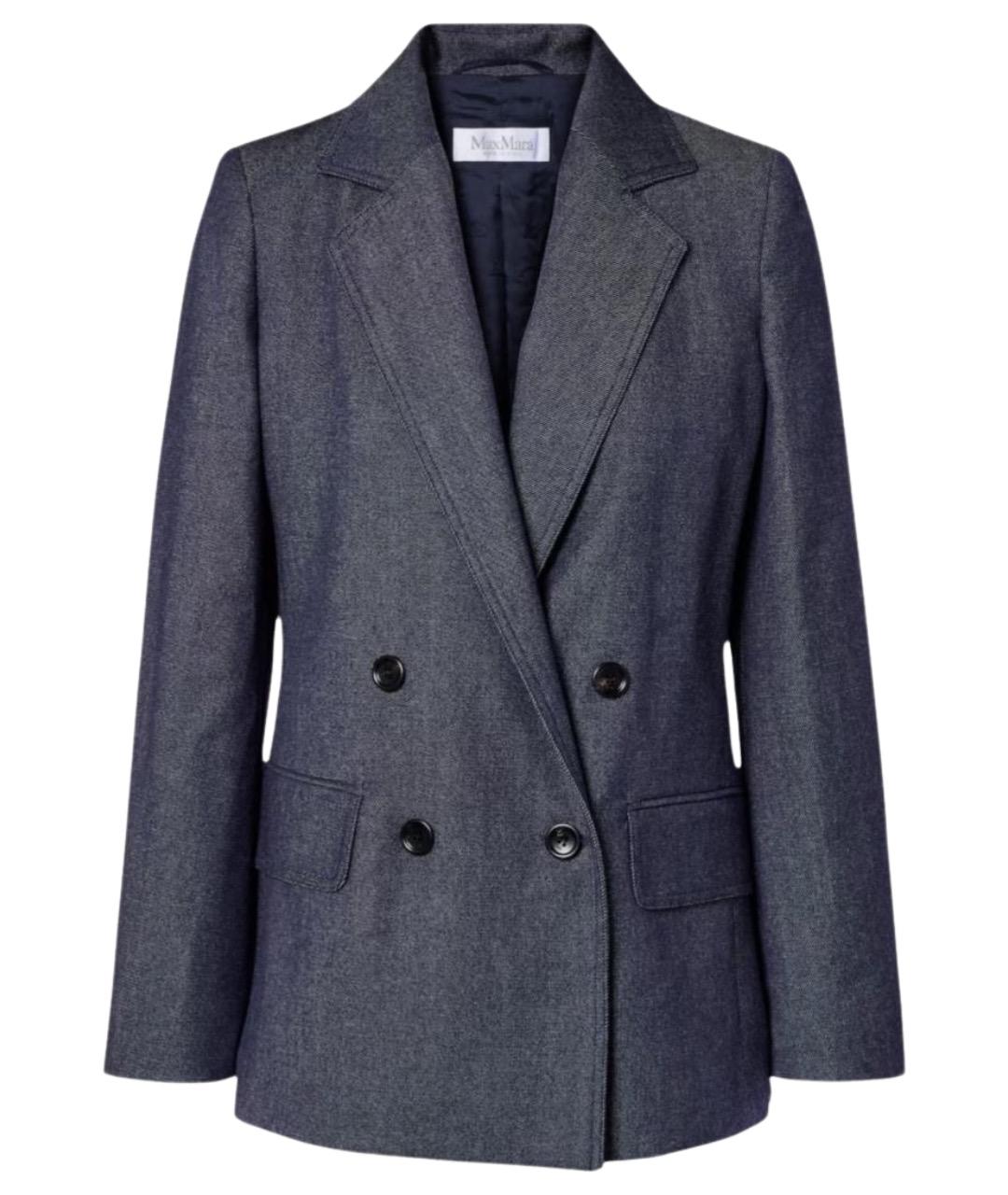 MAX MARA Синий шерстяной жакет/пиджак, фото 1