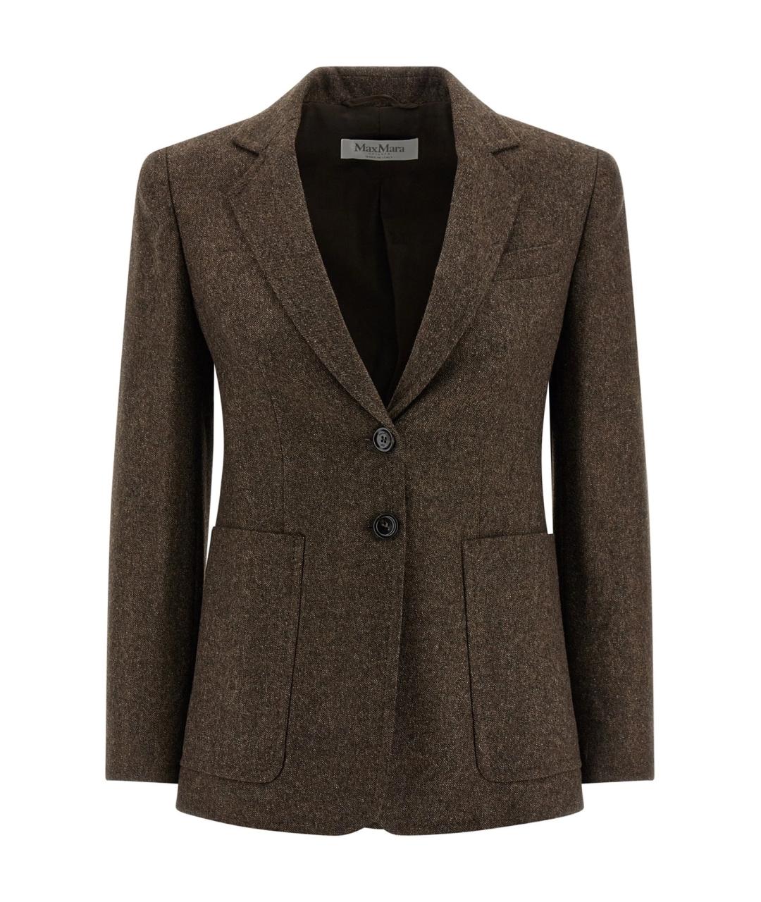 MAX MARA Коричневый шерстяной жакет/пиджак, фото 1