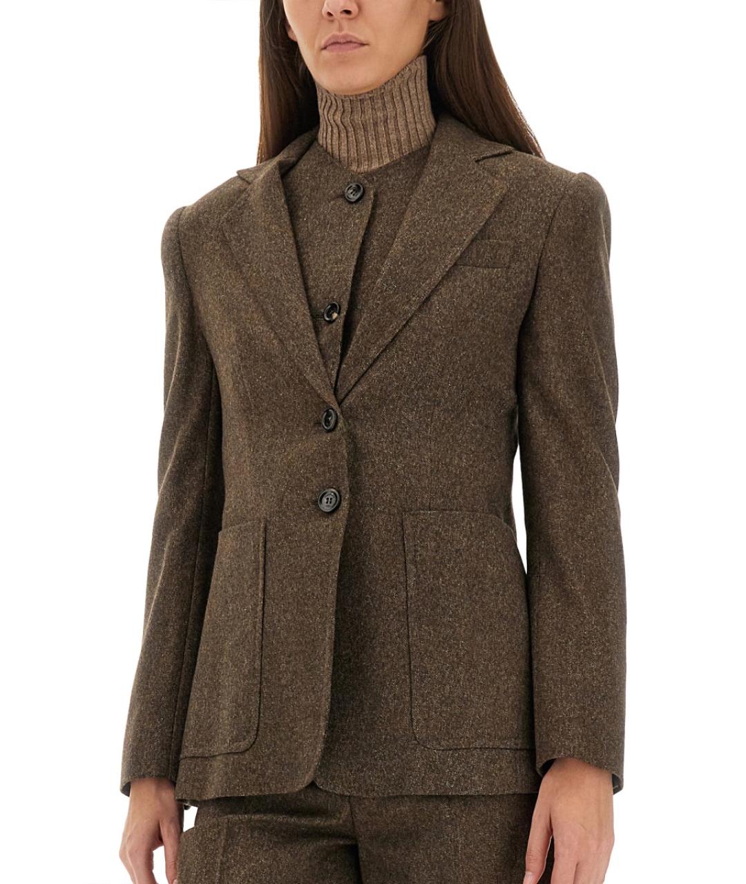 MAX MARA Коричневый шерстяной жакет/пиджак, фото 5