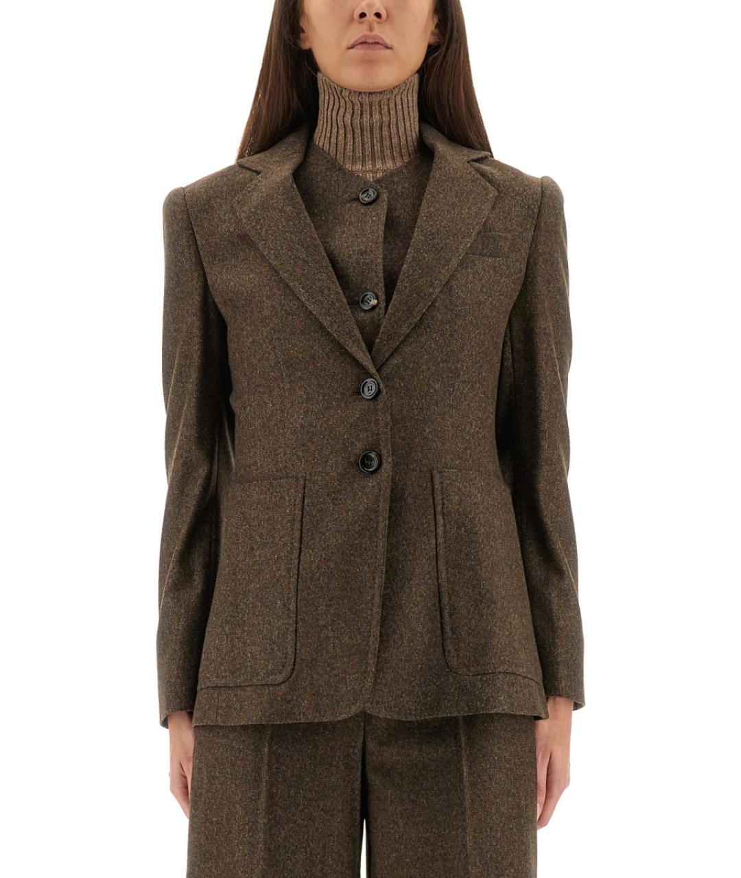 MAX MARA Коричневый шерстяной жакет/пиджак, фото 2