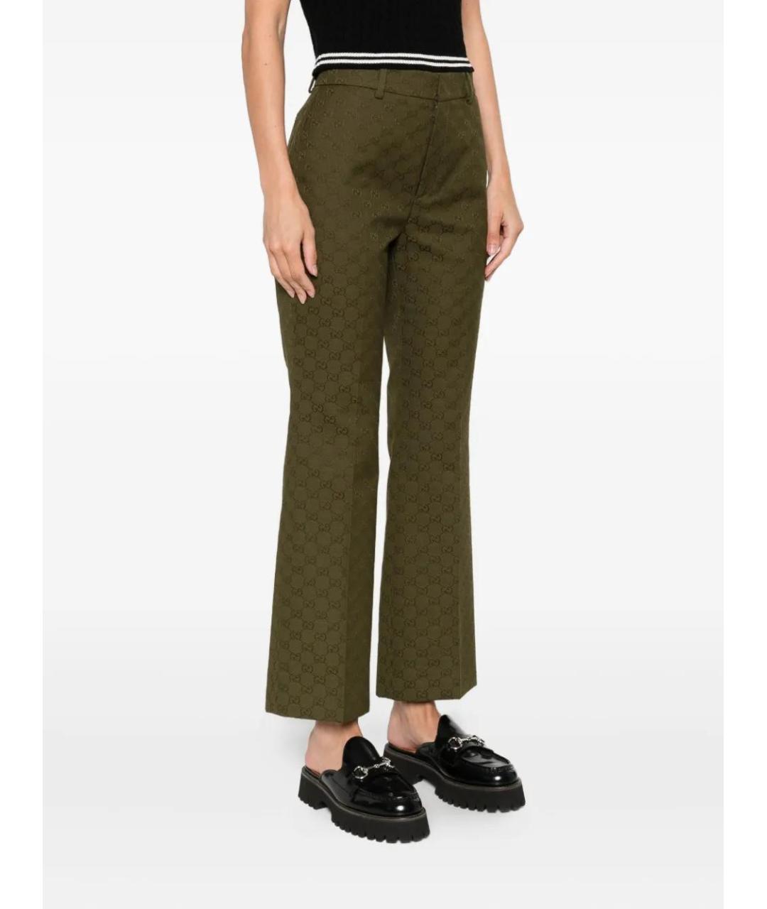 GUCCI Коричневые хлопковые прямые брюки, фото 3